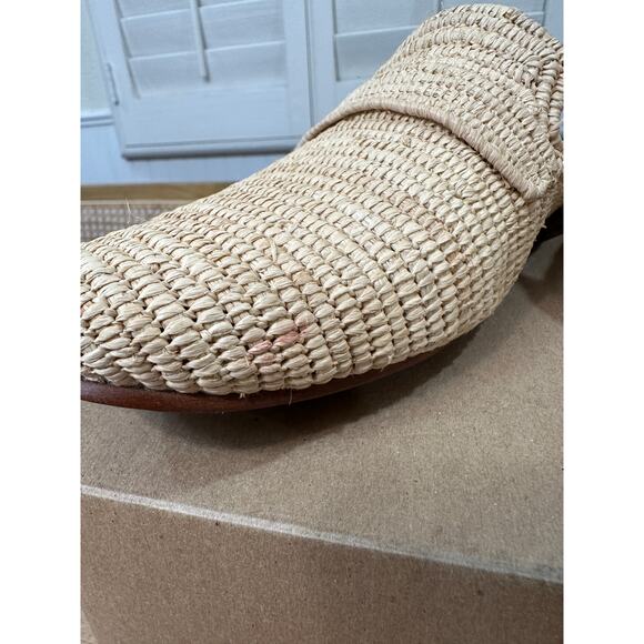 Carrie Forbes Tapa Woven Raffia Loafer Mules Natural Woven Raffia Size 8 US NWOT - Picture 10 of 15